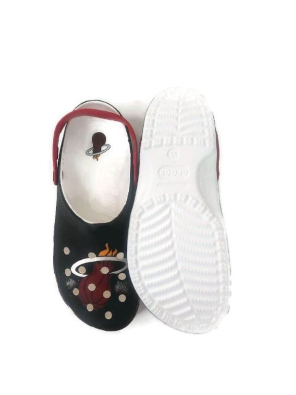 NBA Miami Heat Crocs Classic Clogs Mens Size 13 Black Red White Croslite Sandals - Picture 7 of 8